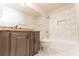 Modern bathroom featuring marble tile, granite countertop, and sleek fixtures at 3474 Washington Way, Atlanta, GA 30340