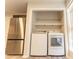 Convenient laundry area featuring modern washer, dryer, and ample shelving at 3474 Washington Way, Atlanta, GA 30340