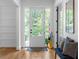 Welcoming entryway with hardwood floors, a bright door with sidelights, and a cozy bench at 805 Ponce De Leon Ne Ter, Atlanta, GA 30306