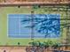 Aerial view of a well-maintained tennis court with green and blue surfaces at 4213 Bretdale Nw Run, Kennesaw, GA 30152