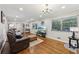 Bright living room featuring hardwood floors, recessed lights, and a comfortable seating arrangement at 5222 Skyline Dr, Stone Mountain, GA 30083