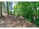 Backyard features an archery target nestled amongst mature trees, offering a unique recreational space at 59 Creekside Blf, Hiram, GA 30141