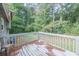 Backyard view of the weathered wooden deck at 2650 Montego Dr, Buford, GA 30519