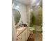 Bathroom with shower, tile floor, toilet and granite countertop at 3629 Centerview Dr, Marietta, GA 30066