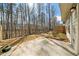 A cozy backyard patio features a concrete slab and a black metal fence at 495 Duval Dr, Alpharetta, GA 30009