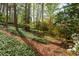 Beautifully landscaped backyard featuring lush greenery and mature trees offering a serene outdoor space at 6795 Brandon Mill Rd, Atlanta, GA 30328
