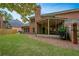 Spacious backyard view showcasing screened-in porch, brick exterior, and privacy at 8675 Hope Vine, Roswell, GA 30076