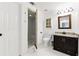 Bathroom features walk-in shower, tiled floors, vanity and granite countertop at 4011 Charrwood Trce, Marietta, GA 30062
