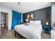 Bedroom featuring a modern bed, stylish accents, and dark blue accent wall at 215 Piedmont Ne Ave # 303, Atlanta, GA 30308