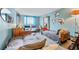 Comfortable living room with a convertible sofa, light blue walls, and wood-look floors at 215 Piedmont Ne Ave # 303, Atlanta, GA 30308
