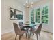 Eat-in area features modern lighting and views of the surrounding woods at 3915 Ashley Trace Sw Ct, Lilburn, GA 30047