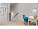 Hallway featuring a desk with a blue chair, a lamp, and a globe at 102 Jacobs Farm Ln # 40, Lawrenceville, GA 30045
