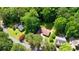 Bird's eye view displays the property in a serene setting, bordered by trees and neighboring homes at 4717 Westhampton Dr, Tucker, GA 30084