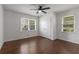 Light and bright bedroom features hardwood floors, ceiling fan and ample closet space at 174 Zelma Sw St, Marietta, GA 30060