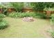 Spacious backyard with a custom brick fire pit, surrounded by lush grass and landscaping at 4020 Alligator Pt, Cumming, GA 30028