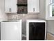 Well-equipped laundry room with modern appliances and storage cabinets, offering convenience at 4384 Herschel Rd, College Park, GA 30337