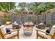 Landscaped backyard with patio features outdoor seating, plantings, and terraced levels at 591 E Morningside Ne Dr, Atlanta, GA 30324