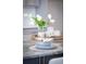 Close up of a kitchen island showcasing marble counter top, decor, and dishes at 323 Concord St, Alpharetta, GA 30009