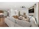 Bright and airy living room features modern decor and recessed lighting throughout at 707 Mirror Lake Parkway Way, Villa Rica, GA 30180