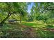 Large backyard with mature trees and a chicken coop at 7550 Fielder Rd, Jonesboro, GA 30236