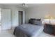 Light filled bedroom with a double door closet and a lamp on the nightstand at 3580 Treeline Ne Pass, Roswell, GA 30075