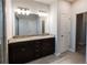 Stylish bathroom features a double vanity with granite countertops and modern lighting fixtures at 2692 Pearl Ridge Trce, Buford, GA 30519
