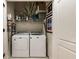 Convenient laundry room with a washer, dryer, and storage shelves at 3621 Vinings Slope Se # 1231, Atlanta, GA 30339