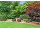 Picturesque backyard featuring a lush lawn, mature trees, and manicured landscaping at 1610 Turtle Pond Dr, Hoschton, GA 30548