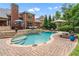 Stunning backyard featuring a swimming pool, patio, and well-manicured lawn at 1610 Turtle Pond Dr, Hoschton, GA 30548