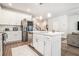 Modern kitchen with stainless steel appliances, white cabinets, and a breakfast bar at 450 Rockfern Ct, Lilburn, GA 30047