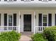 Close-up of front porch with classic black door and matching shutters at 3405 Haverhill Rowe, Lawrenceville, GA 30044