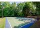 Outdoor basketball court surrounded by mature trees in a scenic setting at 1460 Badingham Dr, Cumming, GA 30041