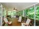 Spacious screened porch with ceiling fan and scenic backyard views, perfect for relaxation and entertaining at 1460 Badingham Dr, Cumming, GA 30041