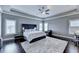A luxurious main bedroom features a tray ceiling, plush rug, and large windows at 828 Olmsted Ln, Duluth, GA 30097