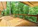 Wooden deck with wood railing offering a view of the surrounding trees at 1075 Winding Branch Ln, Atlanta, GA 30338