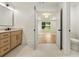 Beautiful bathroom with double doors opening to the bedroom featuring modern fixtures and finishes at 1870 Twin Branch Dr, Marietta, GA 30062