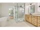 Bathroom features soaking tub, large shower, vanity and tile floors at 1870 Twin Branch Dr, Marietta, GA 30062