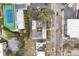 Aerial perspective of the property showcasing a serene courtyard and convenient access to tennis courts at 91 Rumson Rd, Atlanta, GA 30305