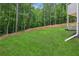Gently sloping backyard featuring green lawn, trees, and a partial view of the home's exterior at 300 Rocky Cove Trl, Lawrenceville, GA 30044