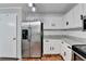 A modern kitchen features a stainless steel refrigerator and white cabinetry at 2121 Crescentview Dr, Lawrenceville, GA 30044