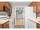 Efficient kitchen with appliances and a view into the living area at 4971 Jenny Dr, Acworth, GA 30101