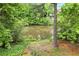 Lush landscaping surrounds a backyard pond at 12230 Asbury Park Dr, Roswell, GA 30075