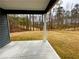 Covered patio, perfect for enjoying the serene view of the wooded backyard at 5295 Greenway Dr, Villa Rica, GA 30180