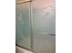 Close up of patterned glass shower doors at 161 E 78 Hwy, Temple, GA 30179