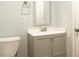 Bathroom features a toilet and vanity with mirror at 679 Winchester Ln, Norcross, GA 30071