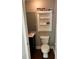 Powder room featuring a modern vanity, sink, toilet, mirror, and decorative shelving at 1305 Lake Forest Ln, Mcdonough, GA 30253
