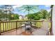 Inviting wooden deck with outdoor seating, ideal for relaxing and entertaining with mature trees around the yard at 2675 Springside Ct, Douglasville, GA 30135