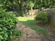 Landscaped backyard featuring a stone walkway, grassy area, and a basketball hoop at 3773 Summer Rose Dr, Atlanta, GA 30341