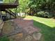 Backyard featuring a brick patio, grassy area, landscaping and wooded backdrop at 3773 Summer Rose Dr, Atlanta, GA 30341