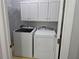 Efficient laundry room with white cabinets and a modern washer and dryer set at 3773 Summer Rose Dr, Atlanta, GA 30341